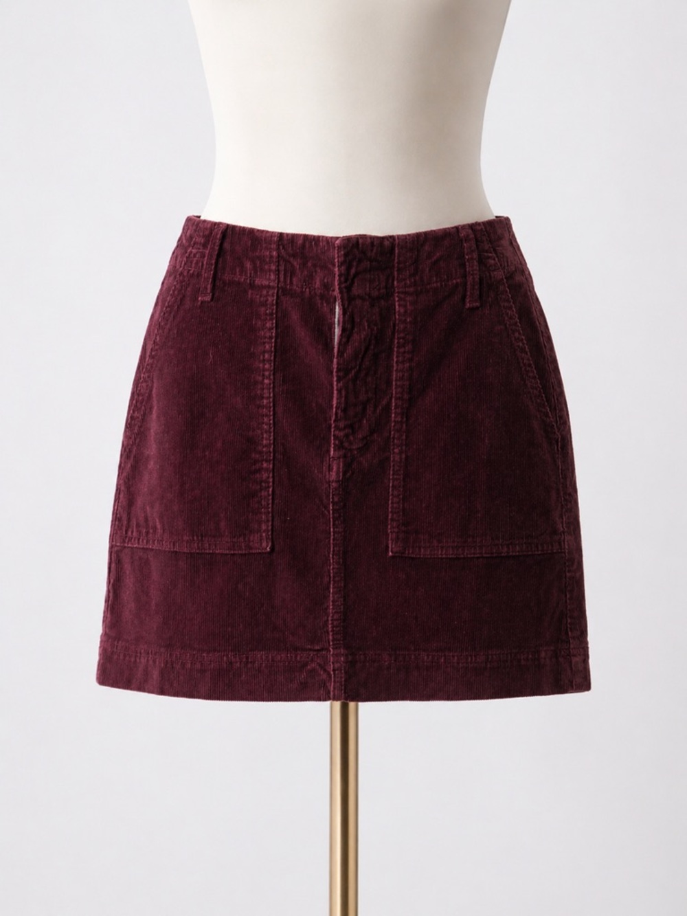 Corduroy Mini Skirt in Burgundy
